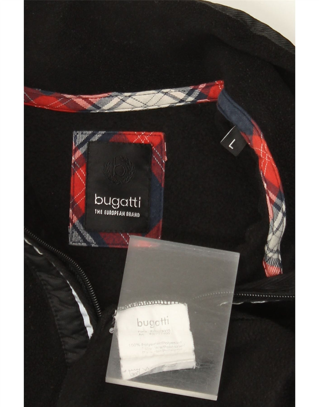 Bugatti Pull polaire à col zippé pour homme, grand, noir, polyester
