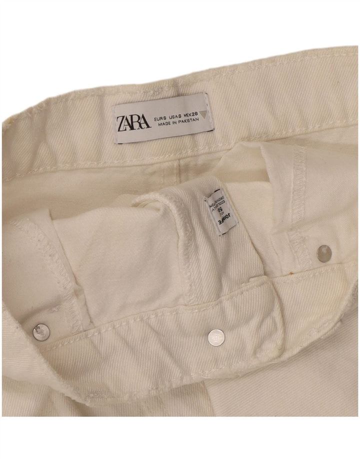 Zara Femme Jupe En Jean Petit W28 Coton Blanc
