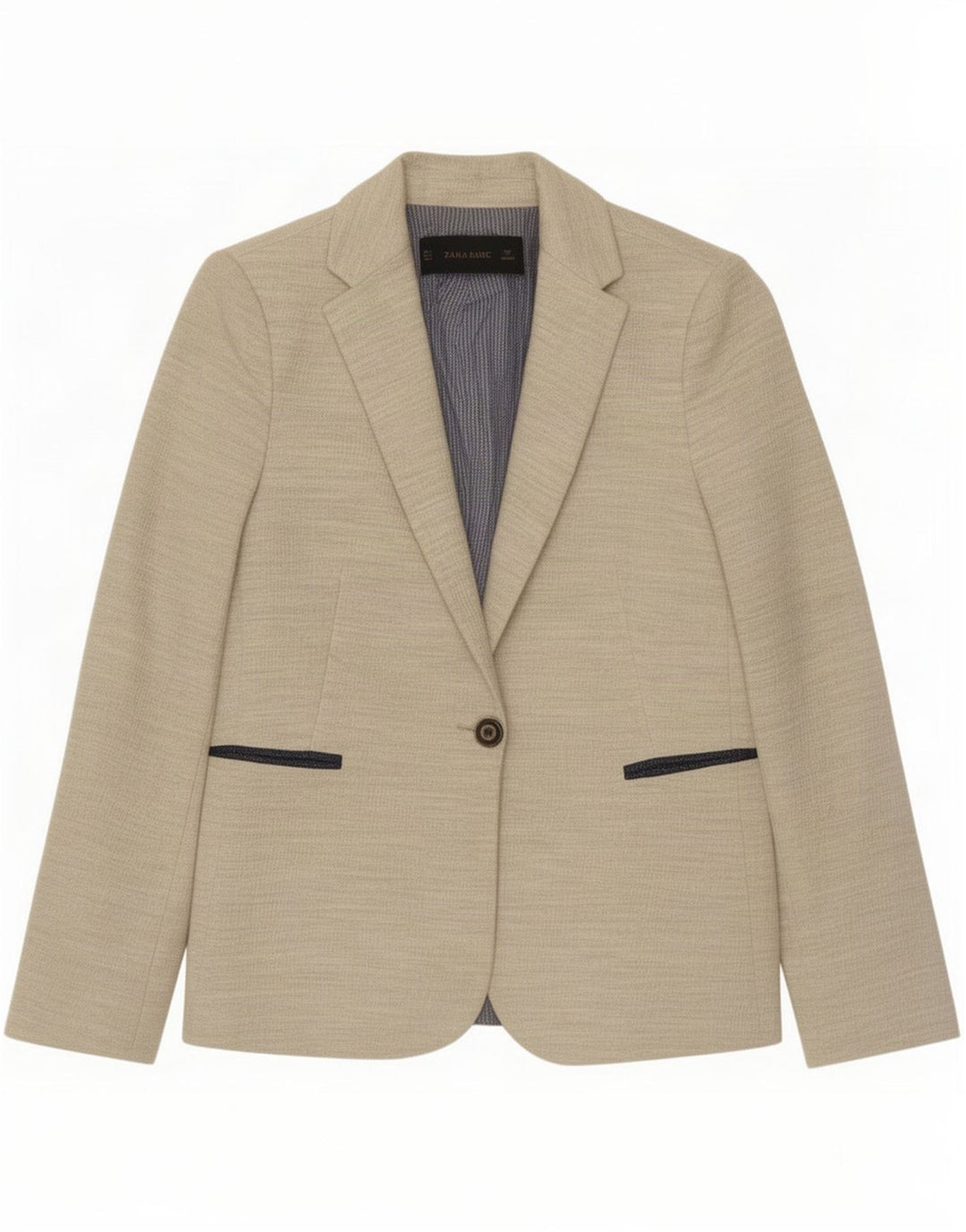 Zara Veste Blazer 1 Bouton Femme UK 10 Petit Beige