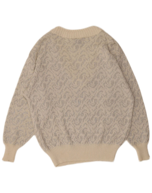 C&A Pull col V pour femme EU 44 XL Coton cachemire blanc cassé