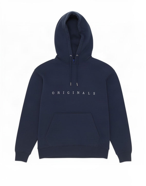 Jack & Jones Mens Graphic Hoodie Jumper Large Navy Blue Polyester