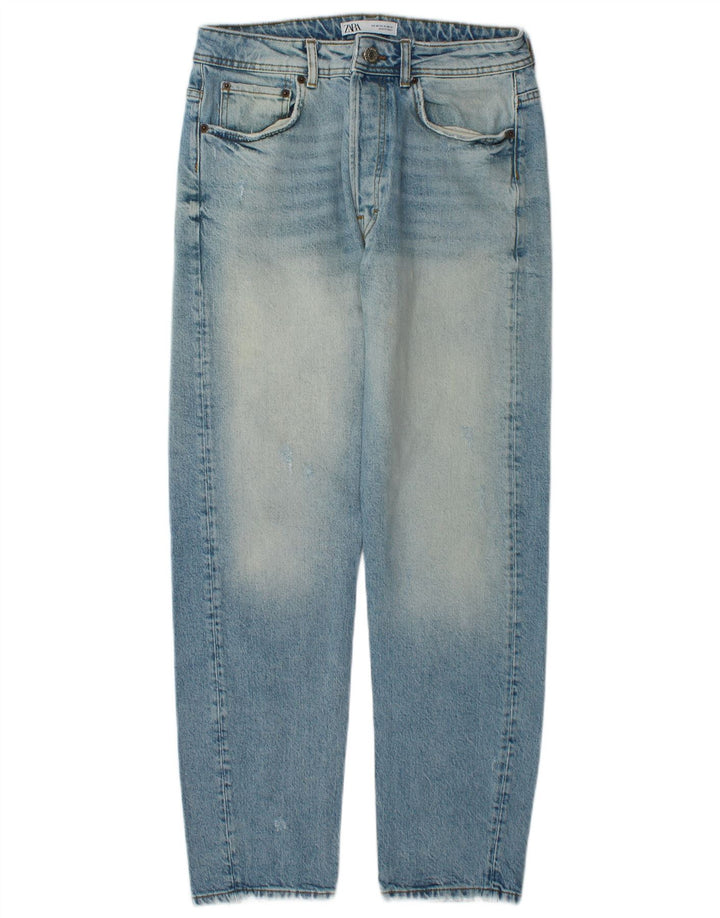 Zara Jean droit vieilli pour homme EU 40 Medium W31 L29 Bleu Coton