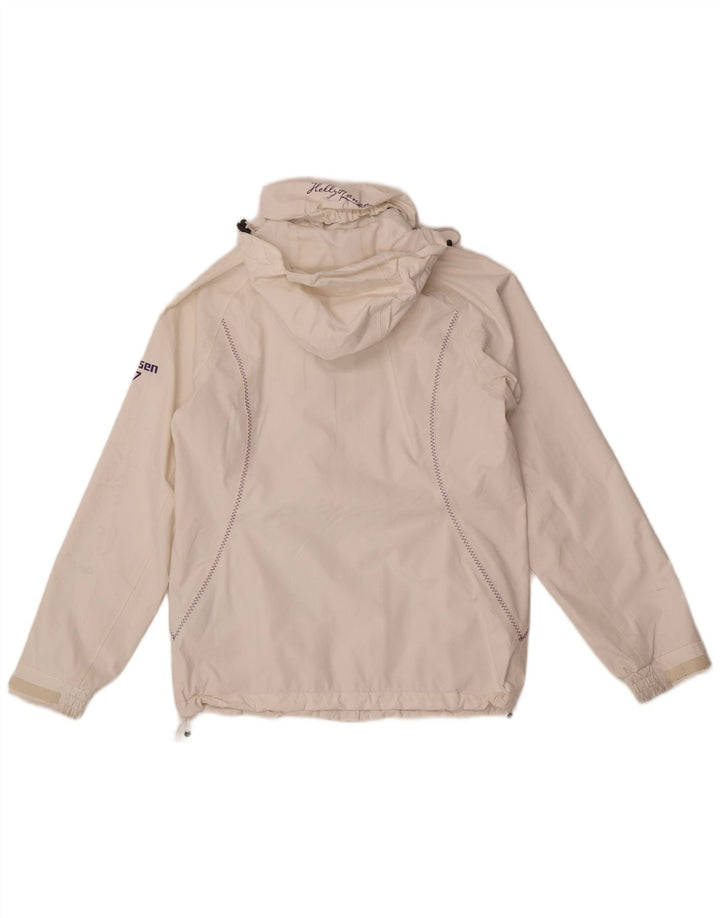 Helly Hansen Veste de pluie à capuche graphique pour femme UK 10 Small Blanc Polyamide
