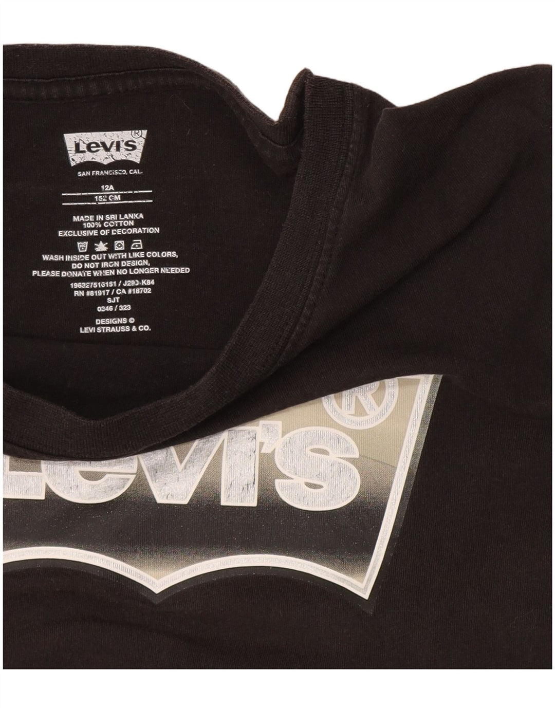 Levi's T-Shirt Graphique Garçon 11-12 ans Noir Coton