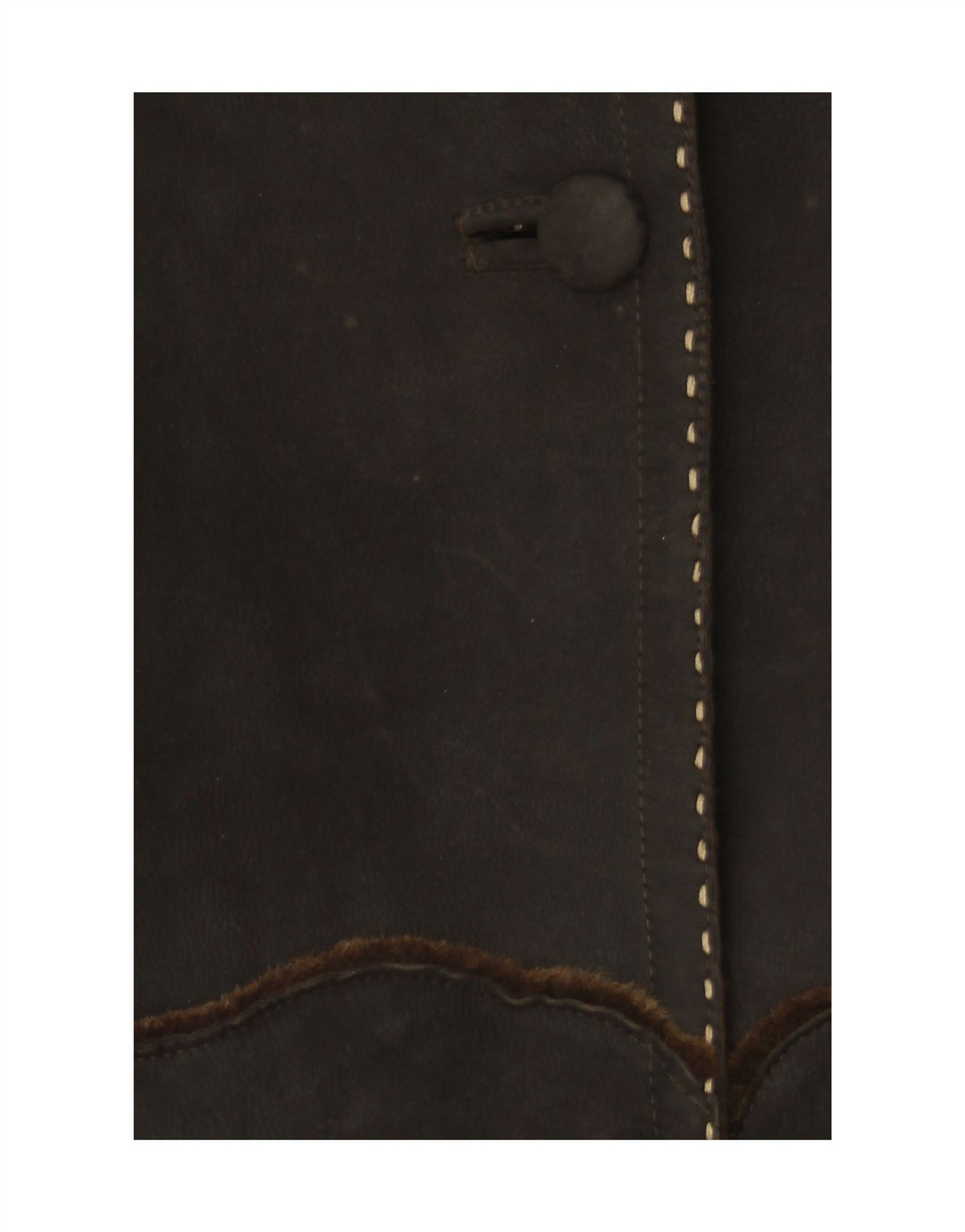 VINTAGE Manteau en daim femme UK 16 Grand Marron