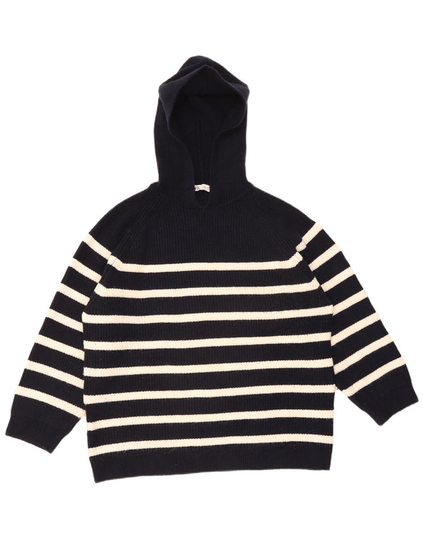 Zara Pull surdimensionné à capuche pour femme UK 14 Medium Noir Rayé