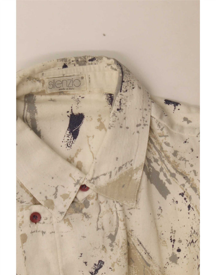 Silenzio Chemise à Motifs Abstraits Homme Blanc Large