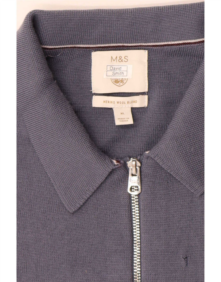 Marks & Spencer Cardigan pour homme XL en laine mérinos Bleu