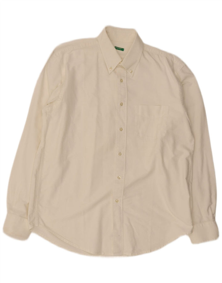 Benetton Chemise Homme Large Blanc Coton