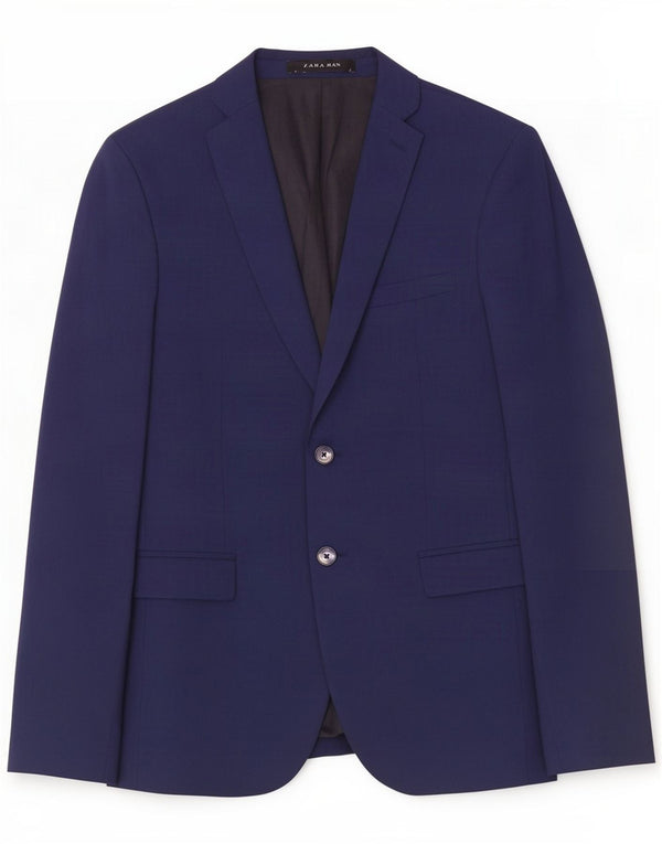 Zara Veste blazer à 2 boutons pour homme EU 48 Bleu marine moyen Polyester