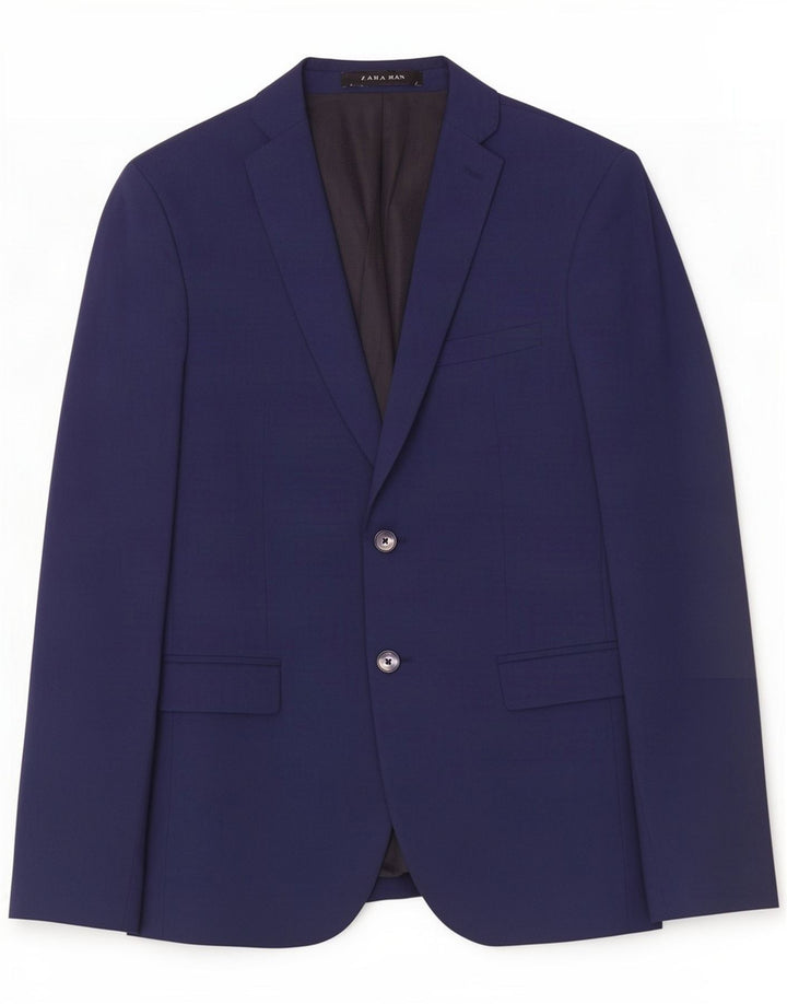 Zara Veste blazer à 2 boutons pour homme EU 48 Bleu marine moyen Polyester