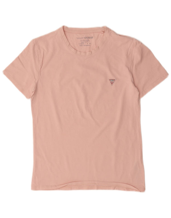Guess T-Shirt Super Slim Femme UK 10 Petit Rose Coton