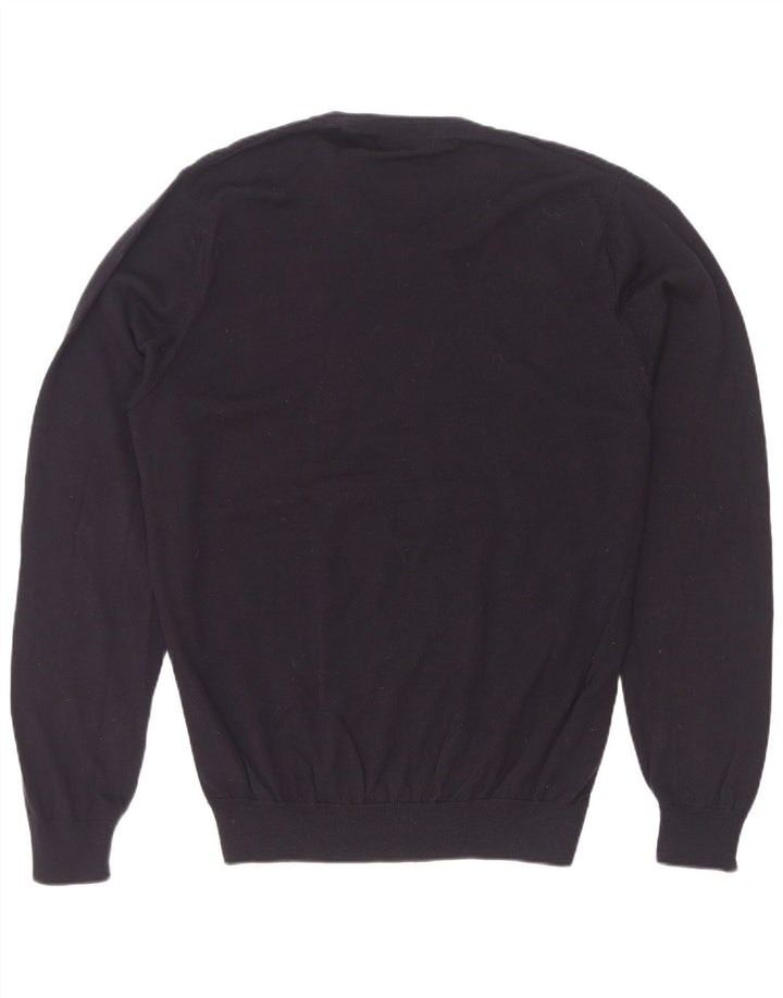Marks & Spencer Pull col V pour homme en laine mérinos bleu marine Taille L