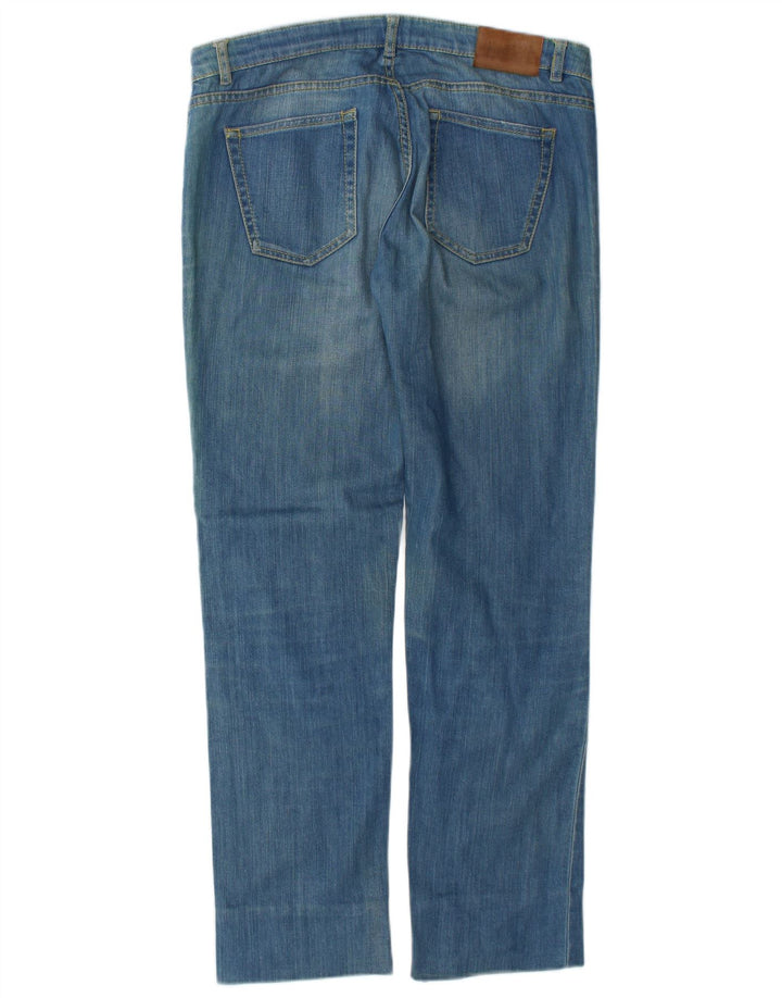 Zara Jean droit vieilli pour femme EU 40 Medium W30 L29 Bleu Coton