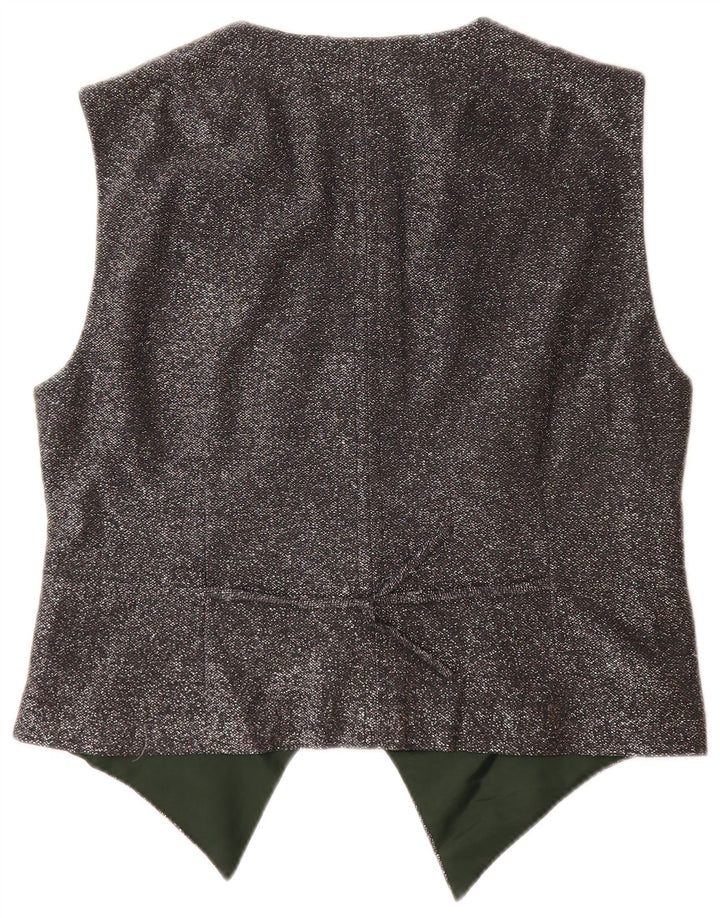 VINTAGE Gilet Femme UK 12 Gris Moyen Moucheté