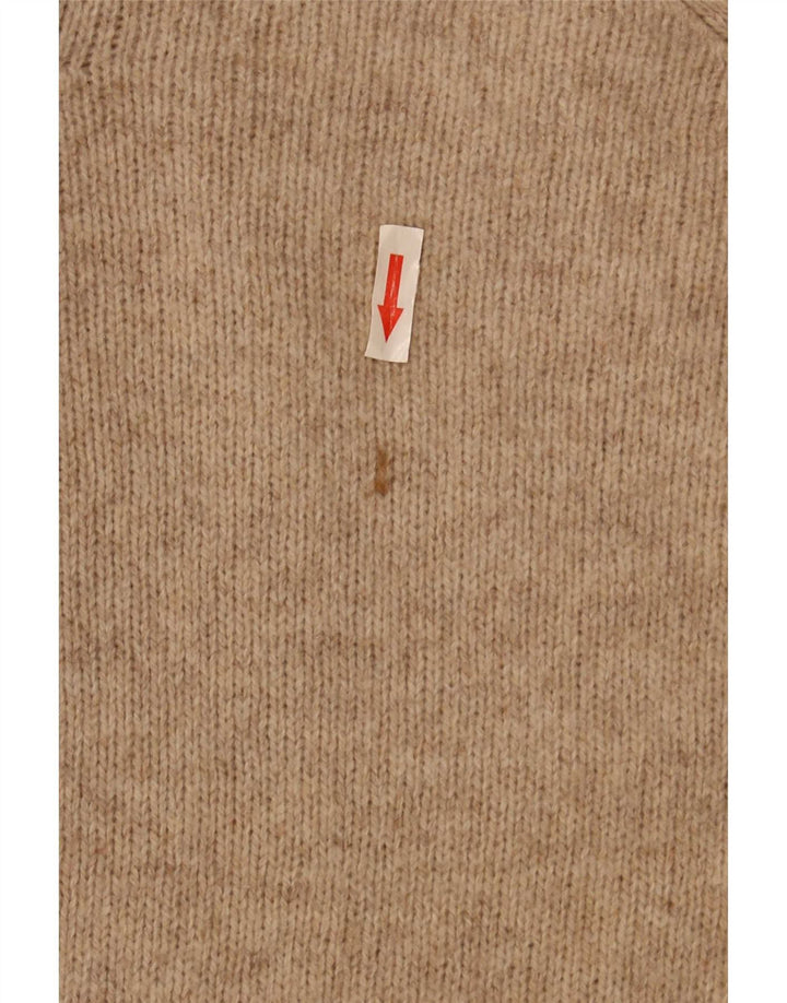 Zara Pull col V pour homme en laine beige Large