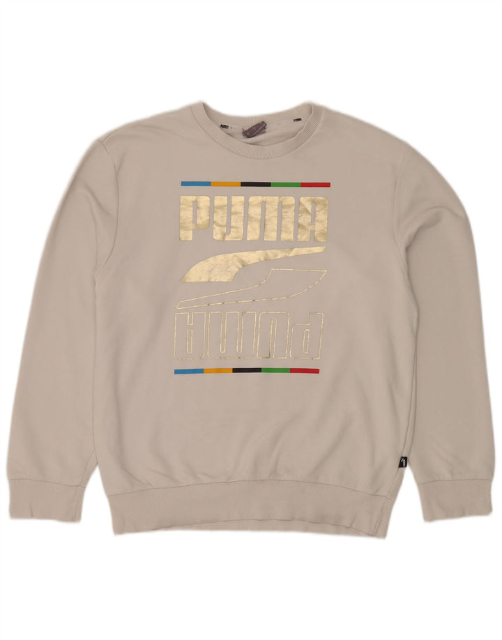 PUMA Mens Graphic Sweatshirt Jumper Small White