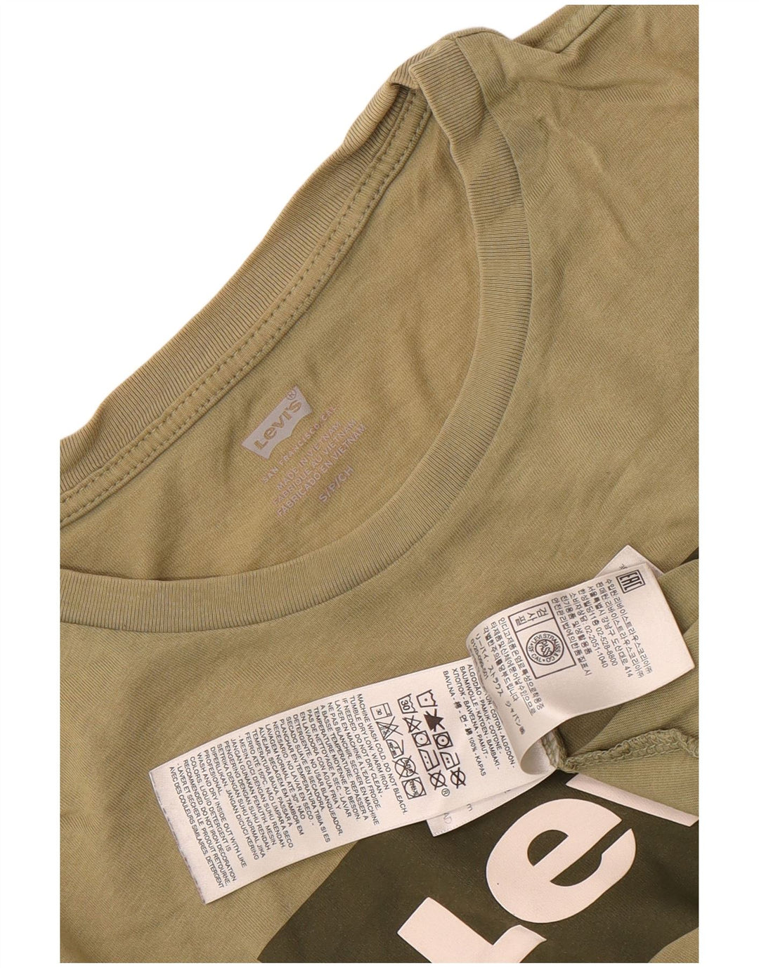 Levi's T-Shirt Graphique Top Small Homme Kaki Coton