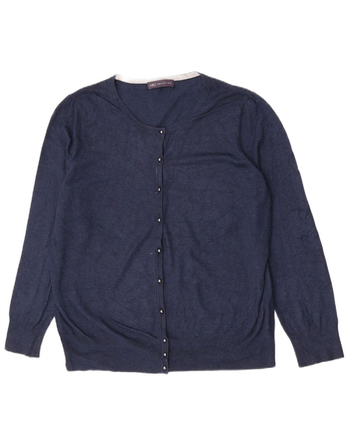 Marks & Spencer Pull Cardigan pour Femme UK 16 Large Bleu Marine