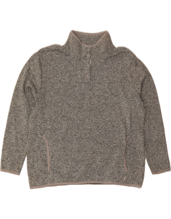 EDDIE BAUER Womens Button Neck Sweatshirt Jumper UK 20 2XL Grey Flecked Vintage Eddie Bauer and Second-Hand Eddie Bauer from Messina Hembry 