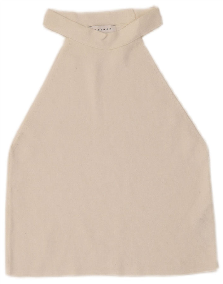Topshop Haut court dos nu pour femme UK 8 Petit Viscose Blanc