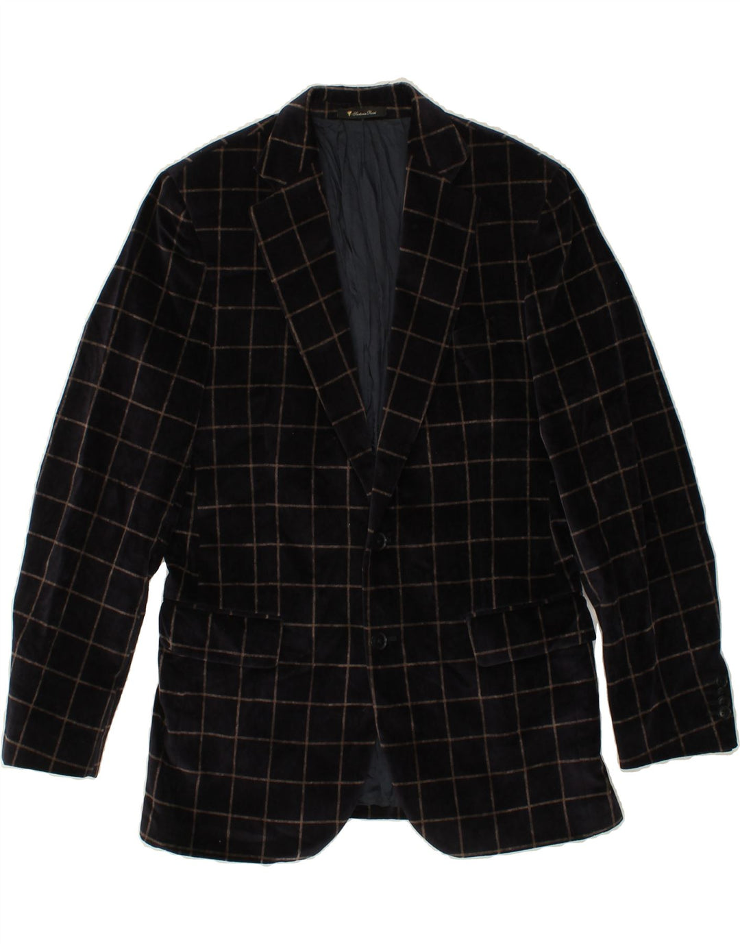 ERMENEGILDO ZEGNA Veste Blazer 2 Boutons Homme IT 46 Petit Carreau Bleu Marine