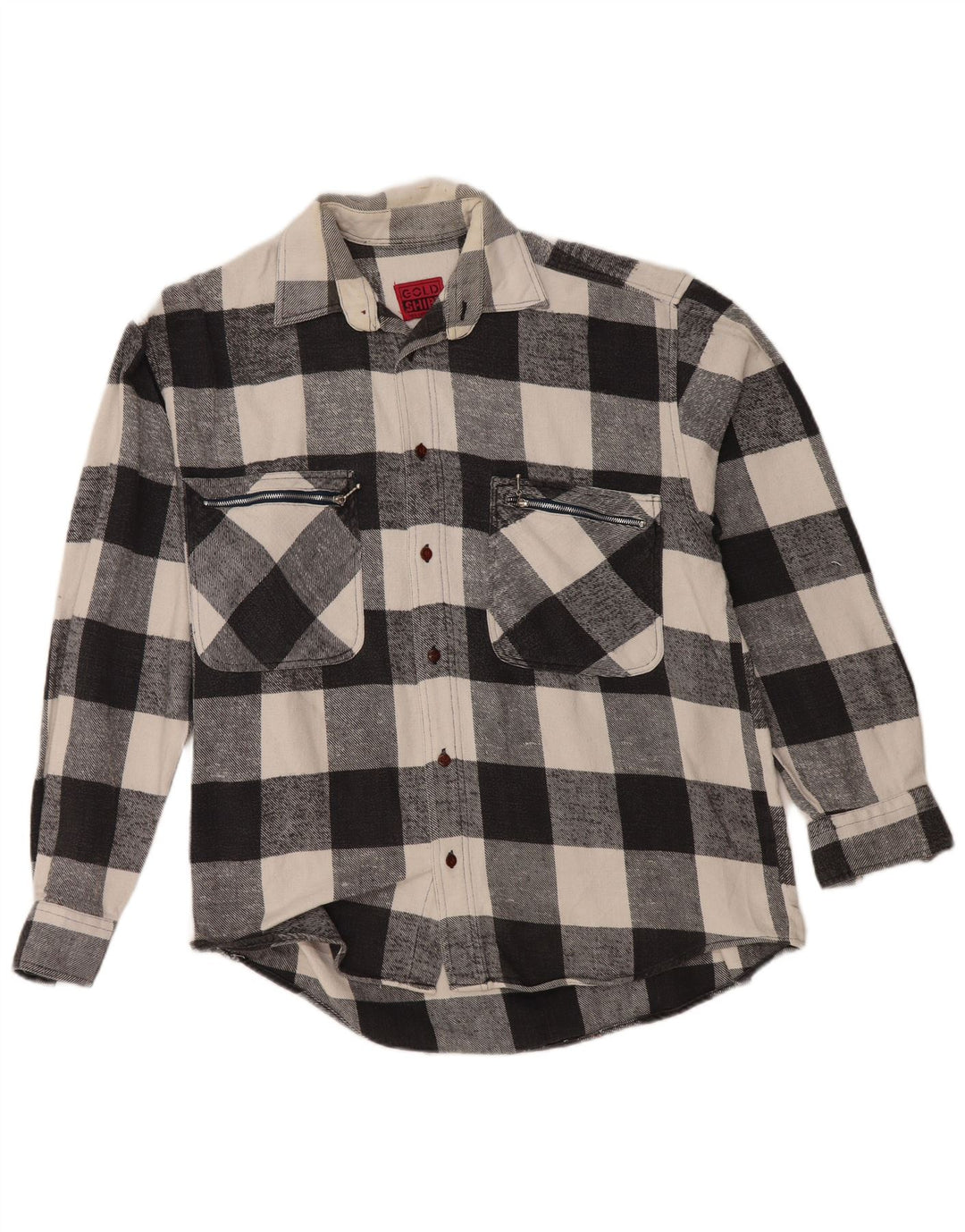 vintage Chemise en flanelle pour hommes Moyen Noir Vichy Coton