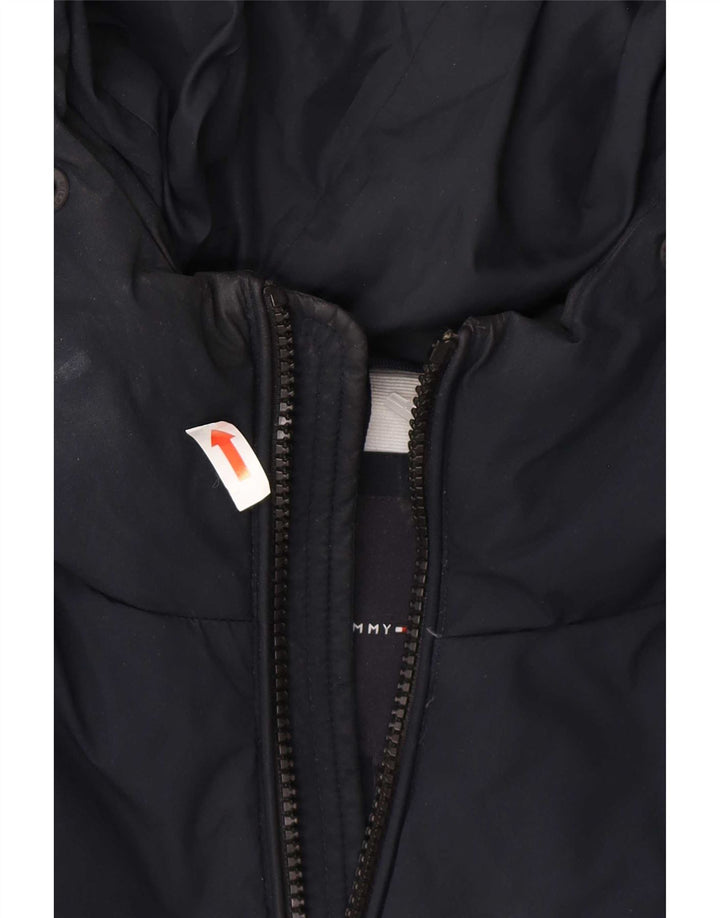 Tommy Hilfiger Veste matelassée à capuche pour homme UK 38 Bleu marine moyen Polyester