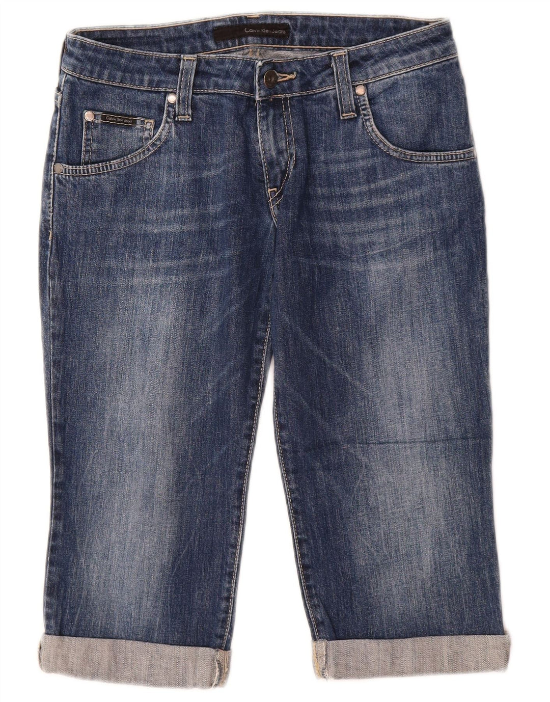 Calvin Klein Bermuda Denim W29 Femme Bleu Moyen Coton