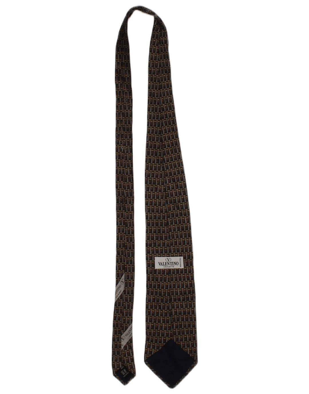 Valentino Cravate Cravate Homme Taille Unique Marron Géométrique Soie Designer