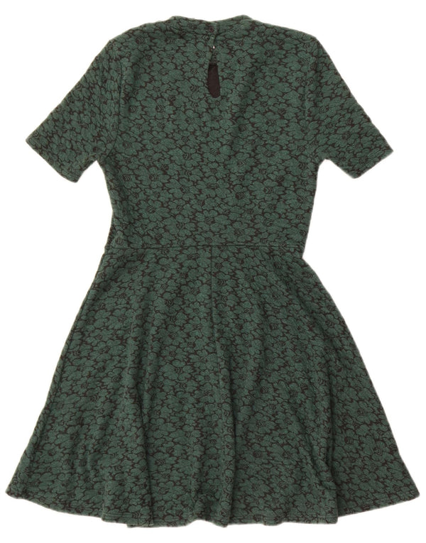 Topshop Robe trapèze pour femme UK 40 Petit vert floral en polyester