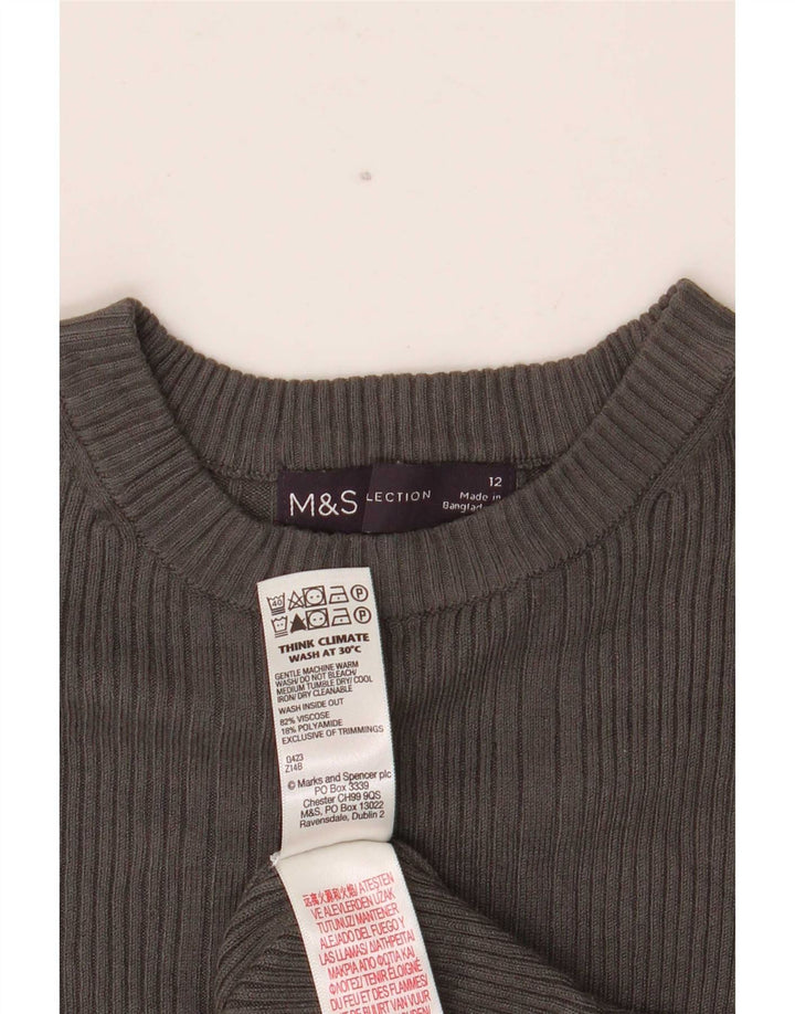 Marks & Spencer Chemisier Top UK 12 Gris Moyen Viscose Femme