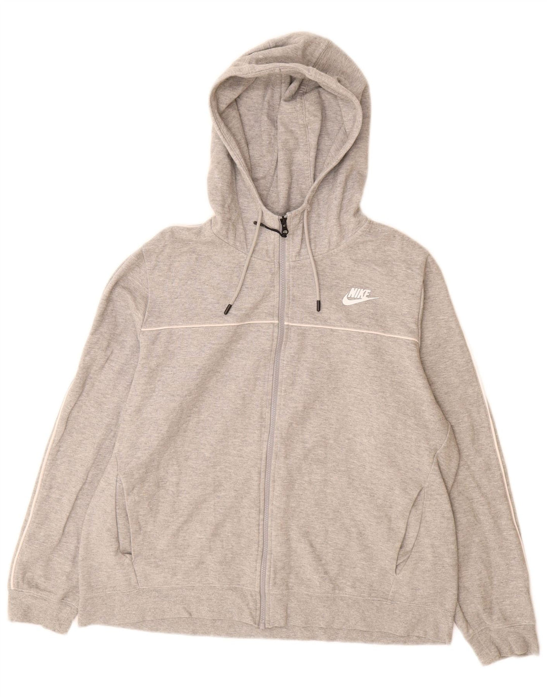 NIKE Pull à capuche zippé pour femme UK 16 Grand coton gris