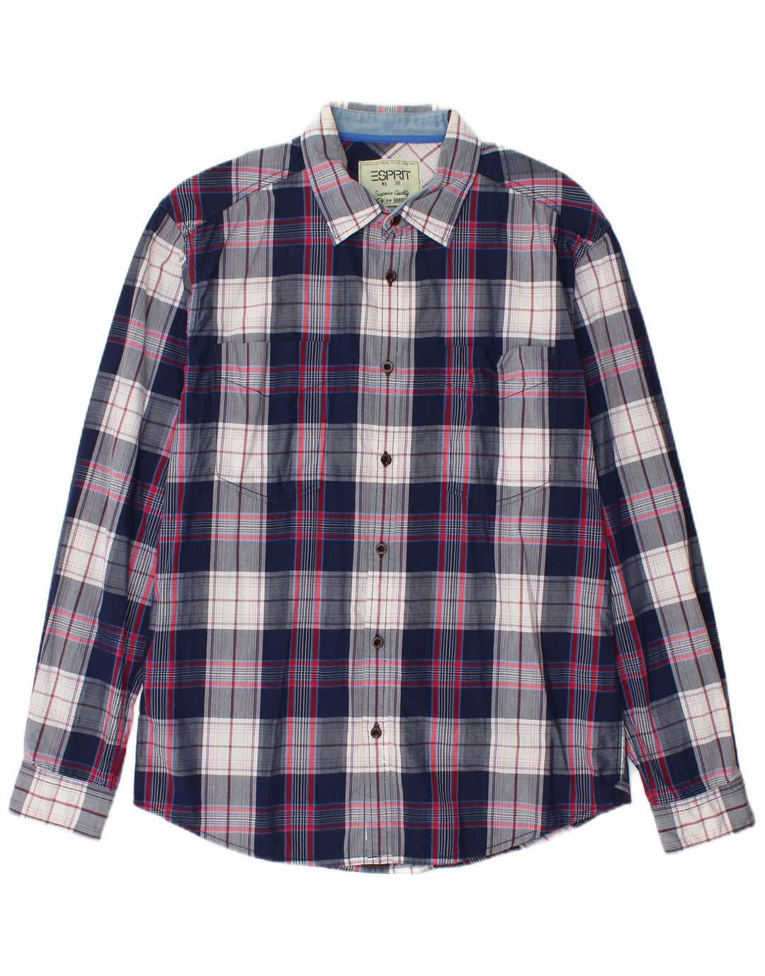 Esprit Chemise Slim Fit Homme Bleu Marine Moyen Carreaux Coton