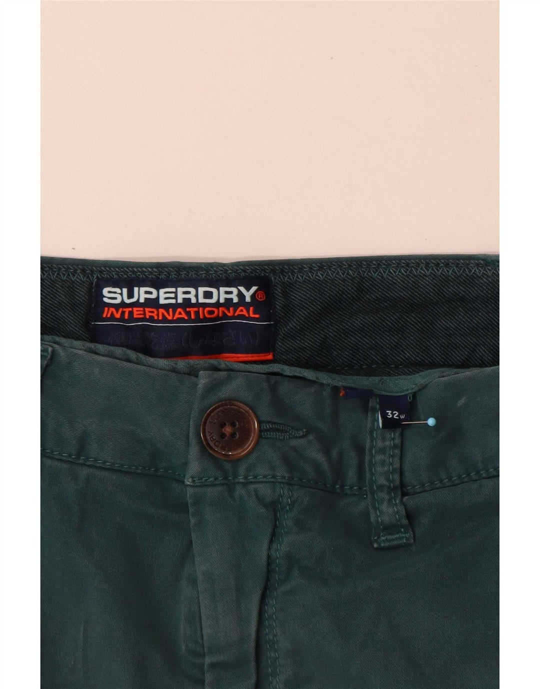 Superdry Short Chino Regular W32 Homme Vert Moyen Coton