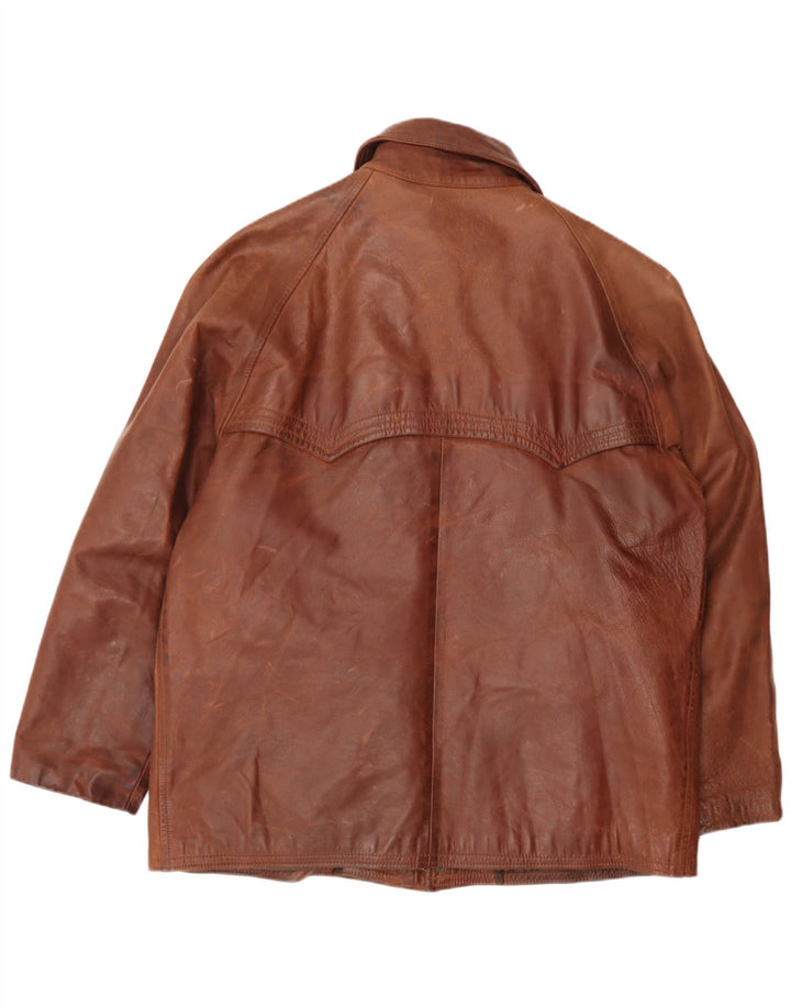 veste en cuir homme vintage UK 40 Grand cuir brun