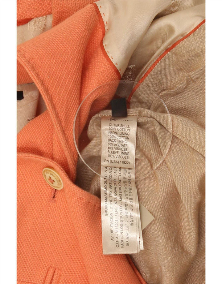 Massimo Dutti Veste blazer 1 bouton pour femme EU 38 Petit coton orange