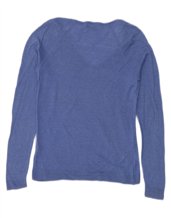 Massimo Dutti Pull col V pour femme UK 12 Lin bleu moyen