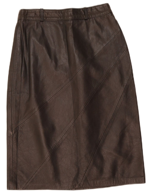 jupe en cuir femme vintage W26 petit cuir noir
