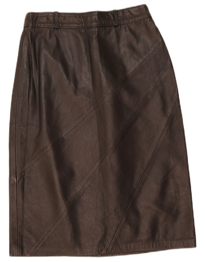 jupe en cuir femme vintage W26 petit cuir noir