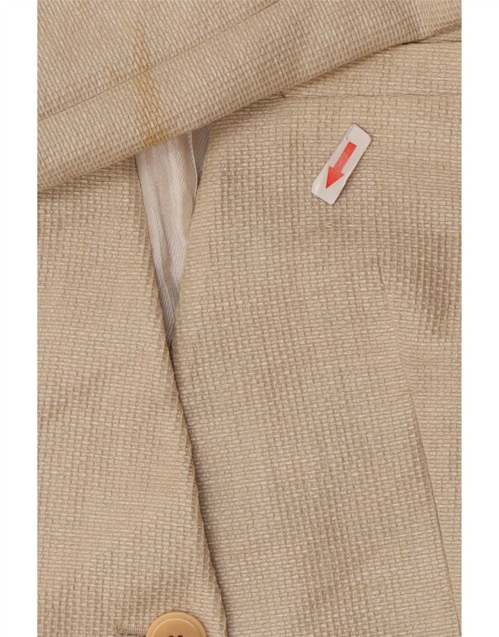 Zara Veste Blazer Femme UK 12 Coton Beige Moyen
