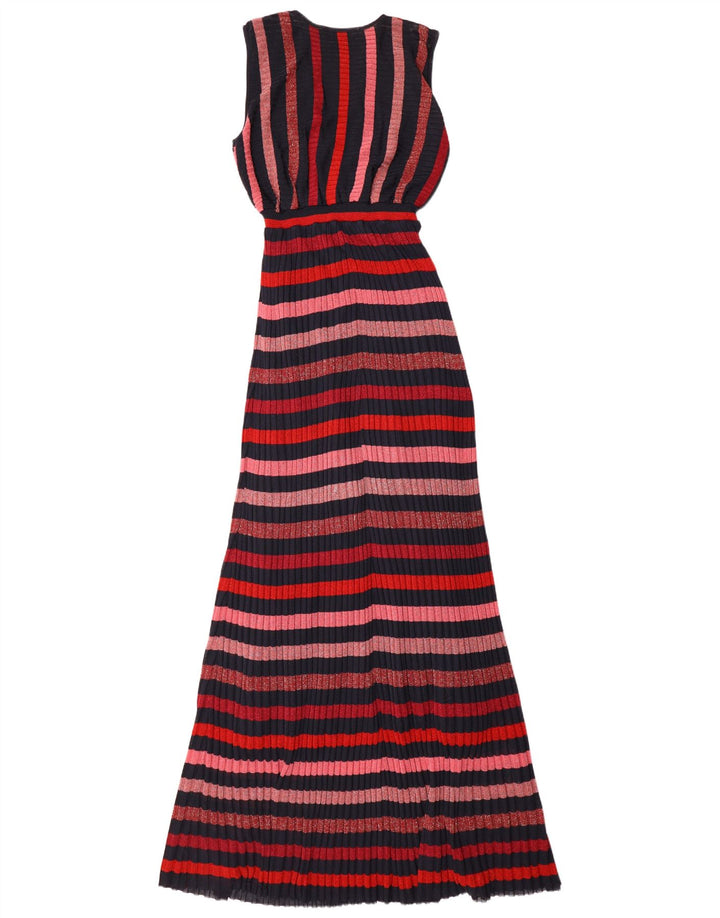 Zara Robe longue sans manches pour femme UK 12 Medium Multicolore Rayé