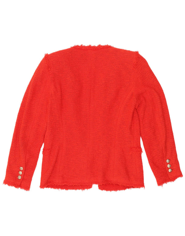 Zara Veste Blazer Ouverte Femme UK 10 Petit Rouge