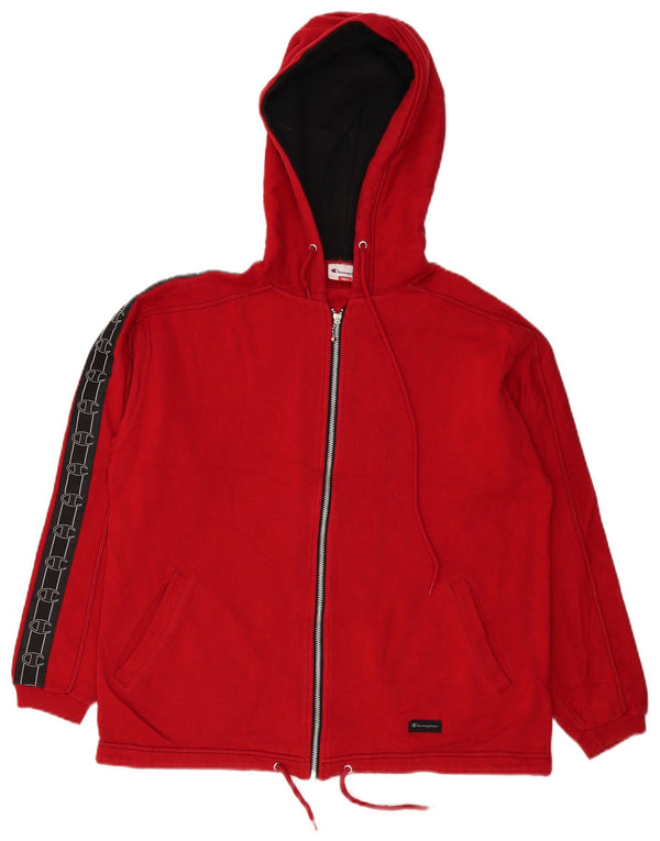 Champion Mens Graphic Zip Hoodie Sweater Small Red Colourblock