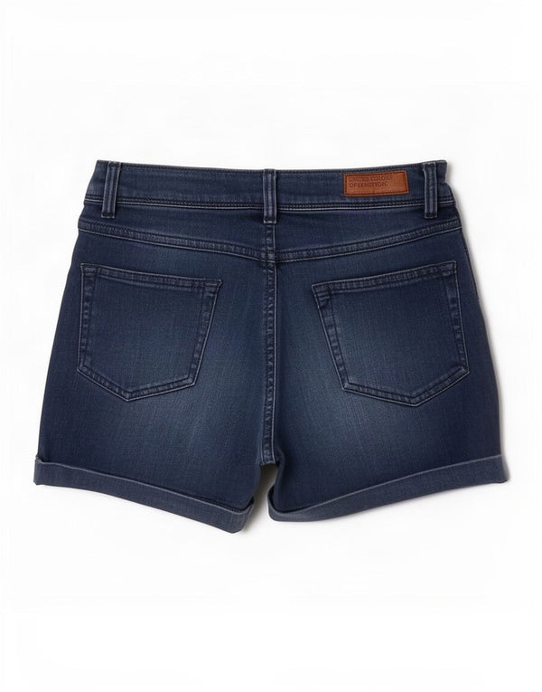 Benetton Short En Jean Small W26 Bleu Marine Coton Femme