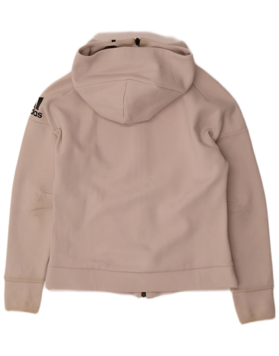ADIDAS Pull à capuche zippé pour femme UK 12/14 Coton blanc moyen