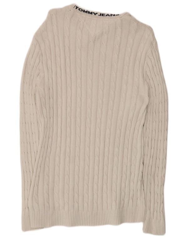 Tommy Hilfiger Pull à col rond pour homme en coton blanc moyen