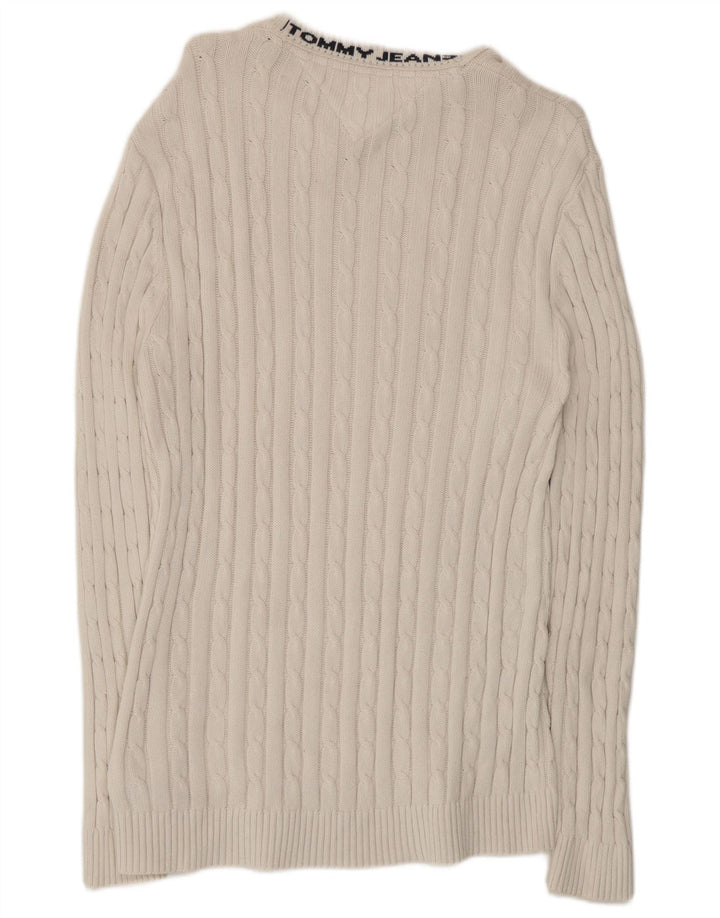 Tommy Hilfiger Pull à col rond pour homme en coton blanc moyen