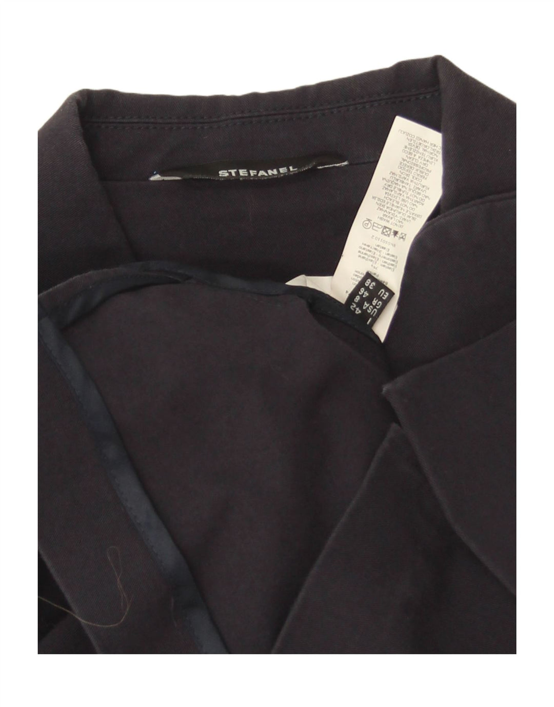 Stefanel Veste blazer courte à 3 boutons pour femme EU 38 en coton bleu marine moyen