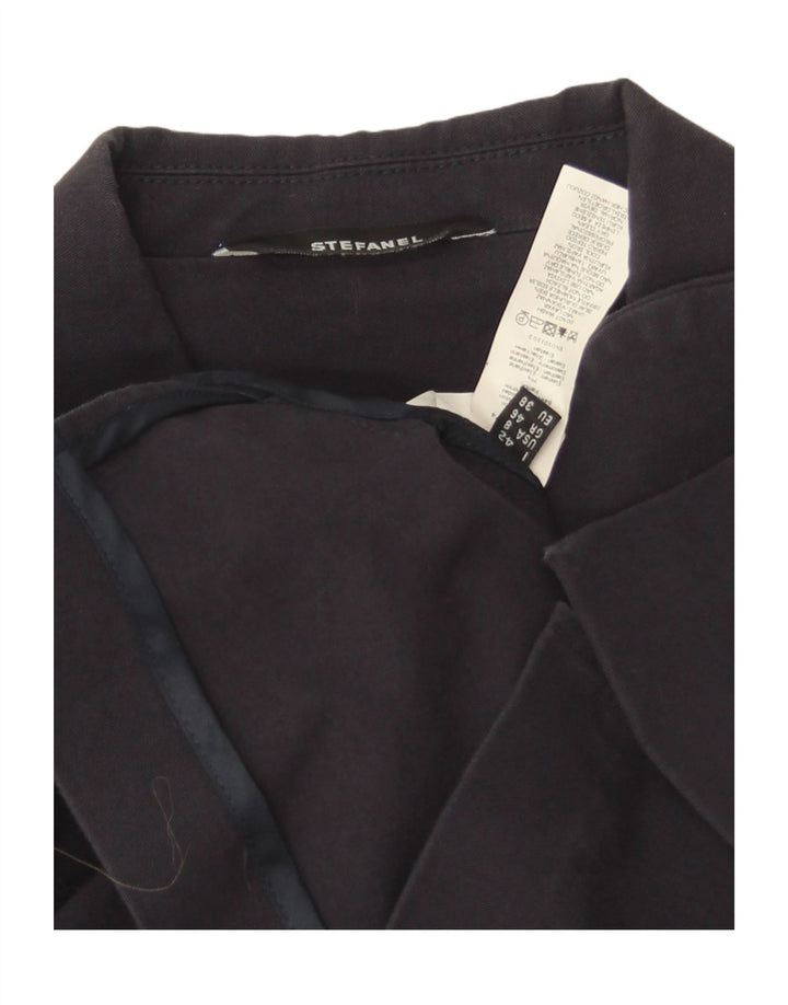 Stefanel Veste blazer courte à 3 boutons pour femme EU 38 en coton bleu marine moyen